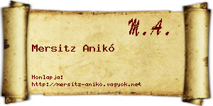 Mersitz Anikó névjegykártya